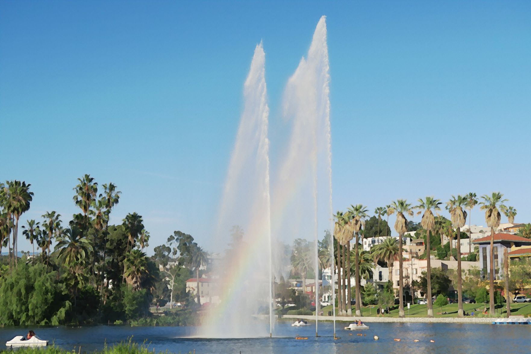 Echo Park Lake watercolor effect